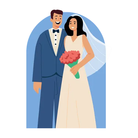 Newly Married Couple  Illustration