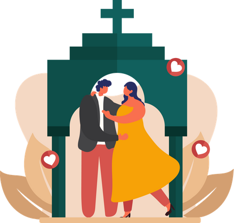 Newly Married Couple  Illustration