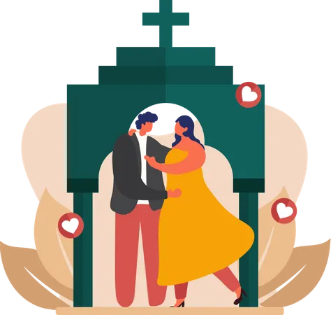 Newly Married Couple  Illustration