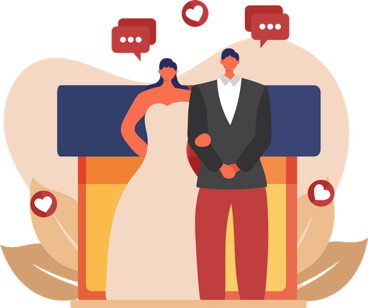 Newly Married Couple  Illustration