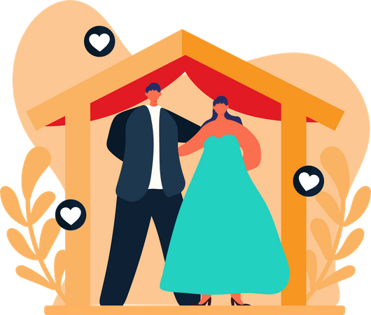 Newly Married Couple  Illustration