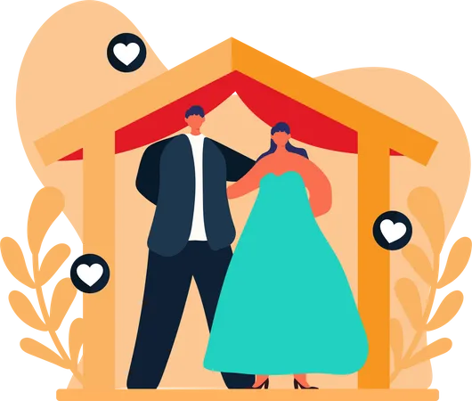 Newly Married Couple  Illustration