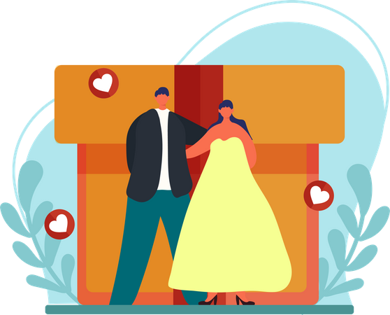 Newly Married Couple  Illustration