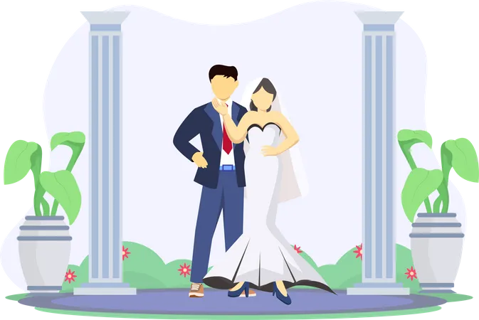 Newly Married Couple  Illustration