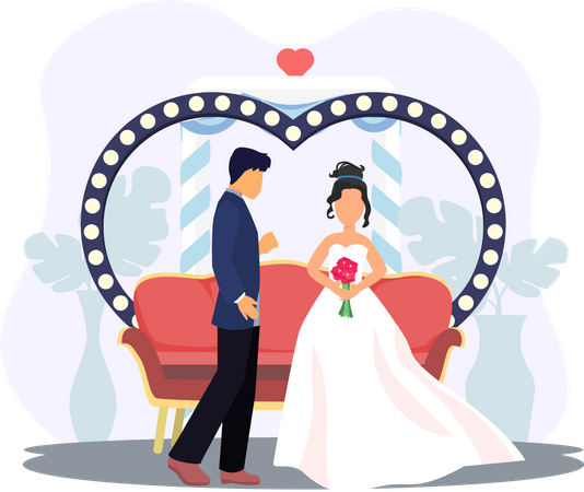 Newly Married Couple  Illustration