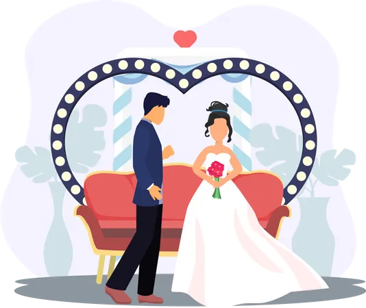 Newly Married Couple  Illustration