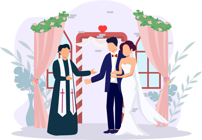 Newly Married Couple  Illustration