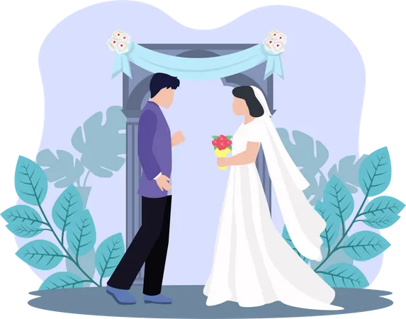 Newly Married Couple  Illustration