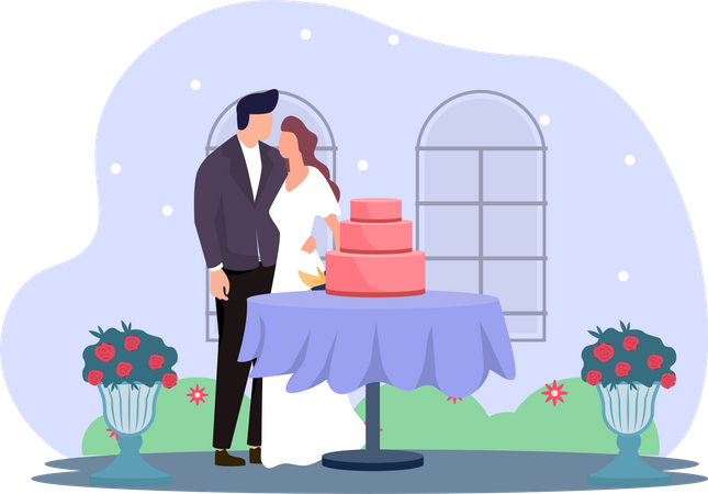 Newly Married Couple  Illustration