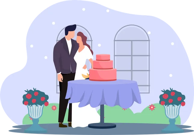 Newly Married Couple  Illustration