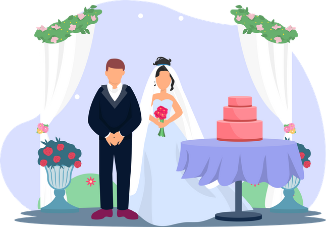 Newly Married Couple  Illustration