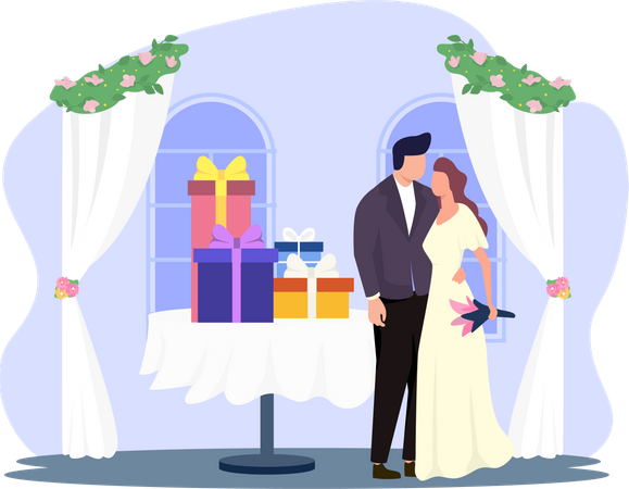 Newly Married Couple  Illustration