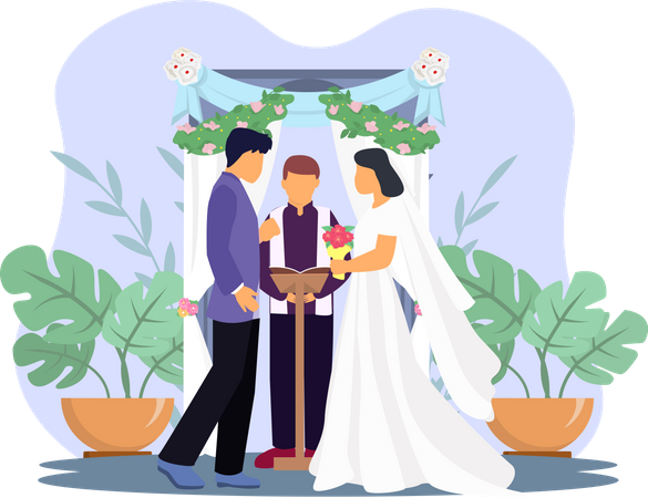 Newly Married Couple  Illustration