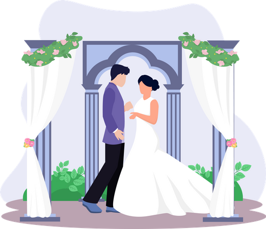 Newly Married Couple  Illustration