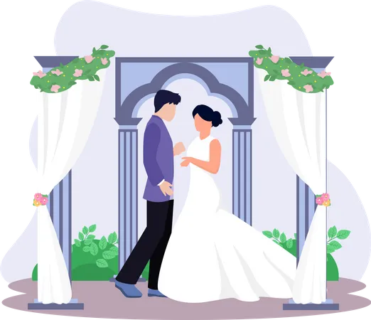 Newly Married Couple  Illustration