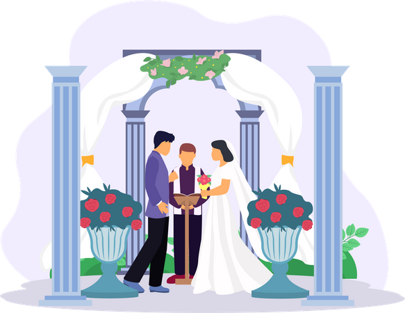 Newly Married Couple  Illustration