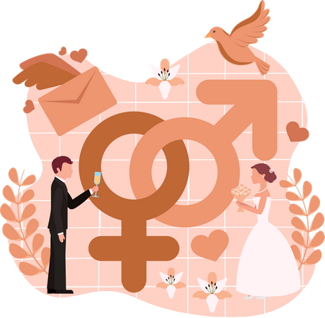 Newly Married Couple  Illustration