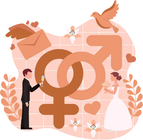 Newly Married Couple  Illustration