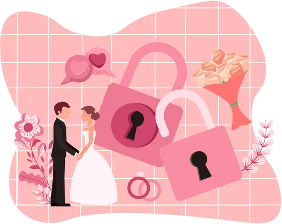 Newly Married Couple  Illustration