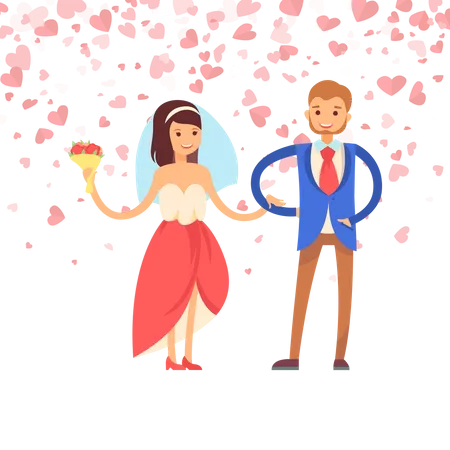 Newly Married Couple  Illustration