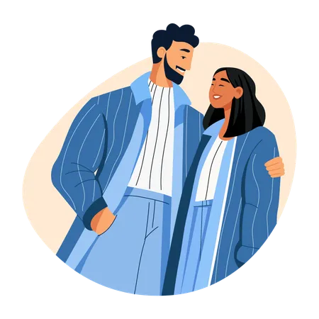 Newly Married Couple wearing Matching outfits  Illustration