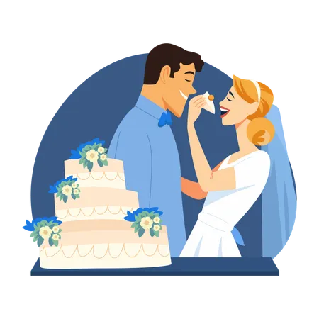 Newly Married Couple Wedding ceremony  Illustration