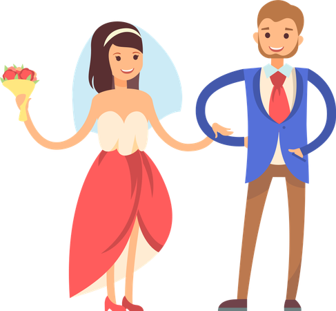 Newly wed couple are happy  Illustration