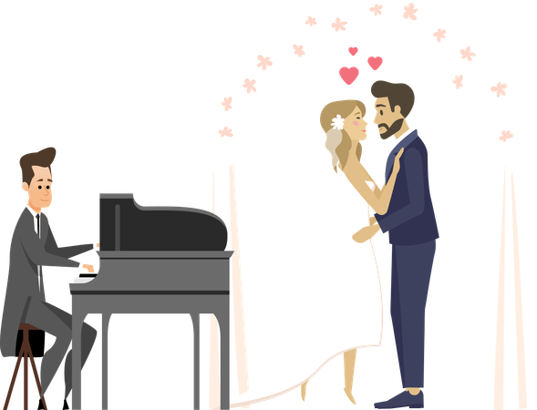 Newly wed couple is dancing  Illustration