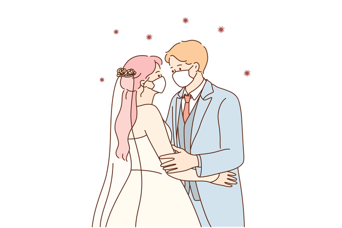 Newly wedded couple  Illustration