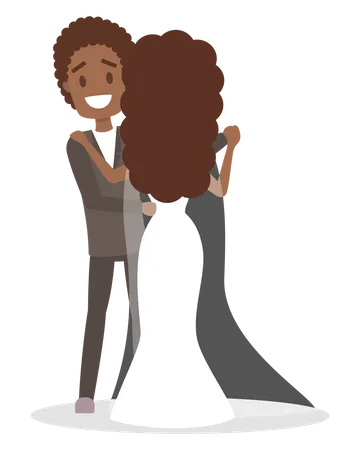 Newly wedded couple dancing together  Illustration