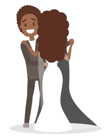 Newly wedded couple dancing together  Illustration