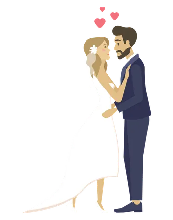 Newly wedded couple  Illustration