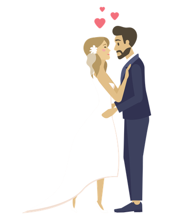 Newly wedded couple  Illustration