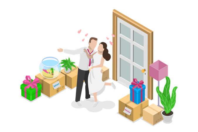 Newly wedding couple  Illustration