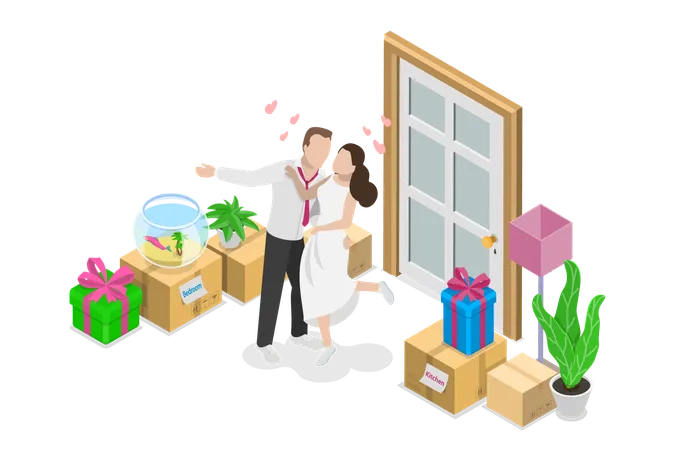 Newly wedding couple  Illustration