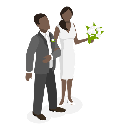 Newly weds stand together  Illustration