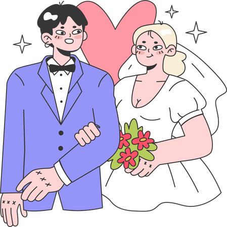 Newlywed Couple  Illustration