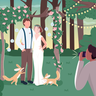 illustrations of newlywed couple photoshoot