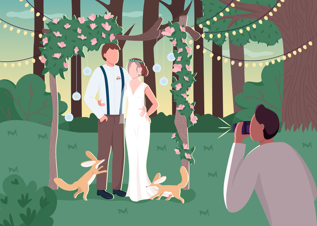 Newlywed couple Photoshoot  イラスト