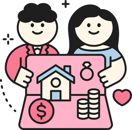 Newlywed Couple Savings  Illustration