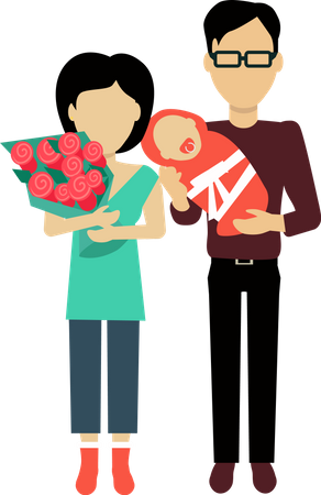 Newlywed Family  Illustration