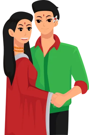 Newlywed Indian Couple  Illustration