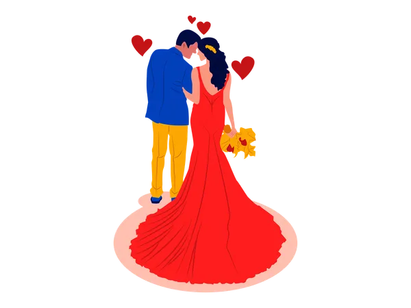 Newlyweds couple  Illustration