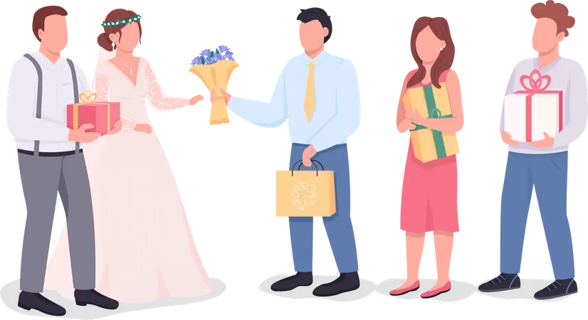 Newlyweds except gifts Illustration