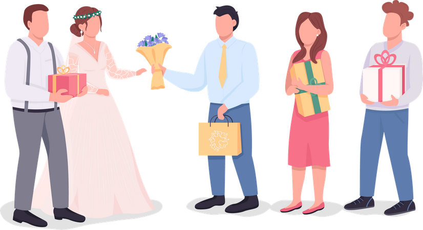 Newlyweds except gifts  Illustration