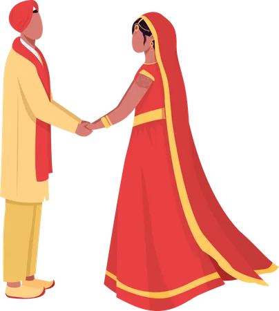 Newlyweds in traditional clothing  Illustration