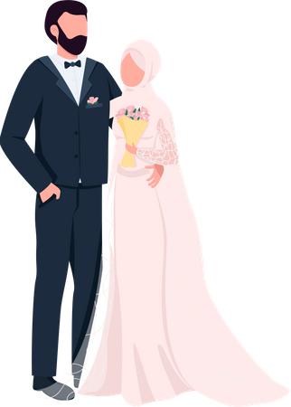 Newlyweds stand together Illustration