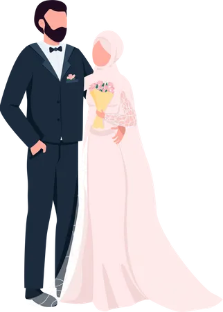 Newlyweds stand together  Illustration