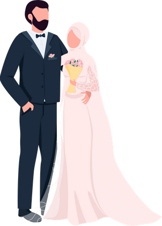 Newlyweds stand together  Illustration