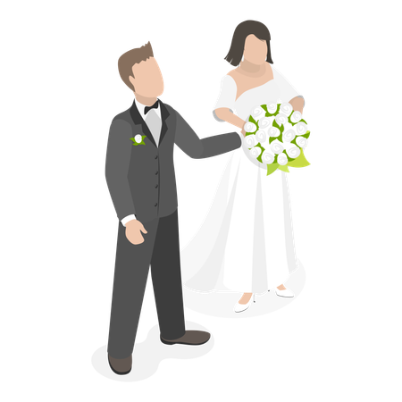 Newlyweds standing together  Illustration